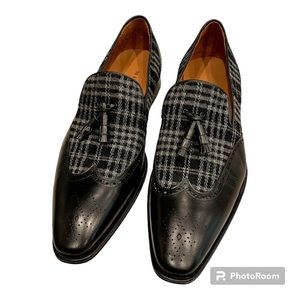 Mezlan Augustine Plaid Loafer Men’s 11 Black/Grey EUC
